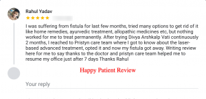 Patient review about fistula laser surgery at Pristyn Care