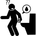 icon of a man in front of toilet paper with blood showing on his toilet paper