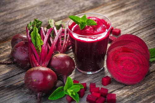 beetroot juice in a glass 
