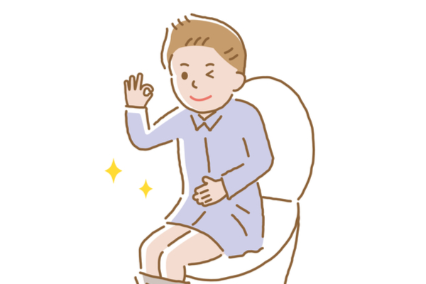 man happy on toilet with squatting stool