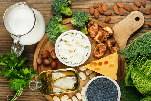 green vegetables and dairy foods kept on table 