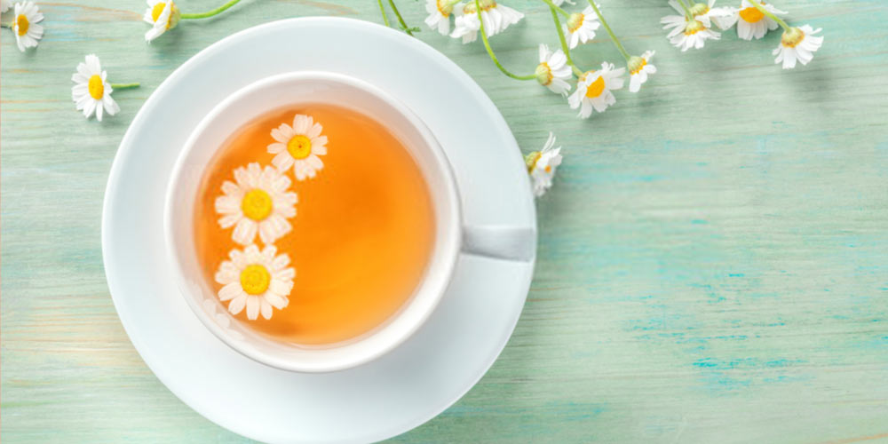 Chamomile tea with flowers