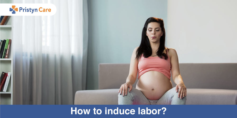 female on birthing ball to induce labor