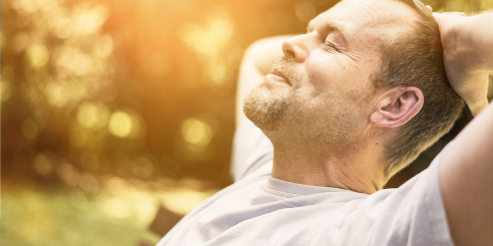 happy man relaxing