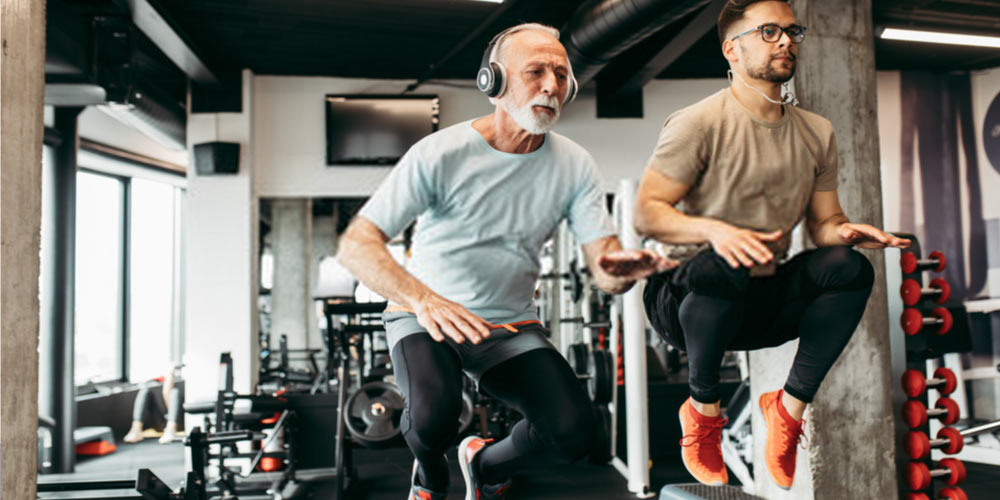 men exercising in the gym